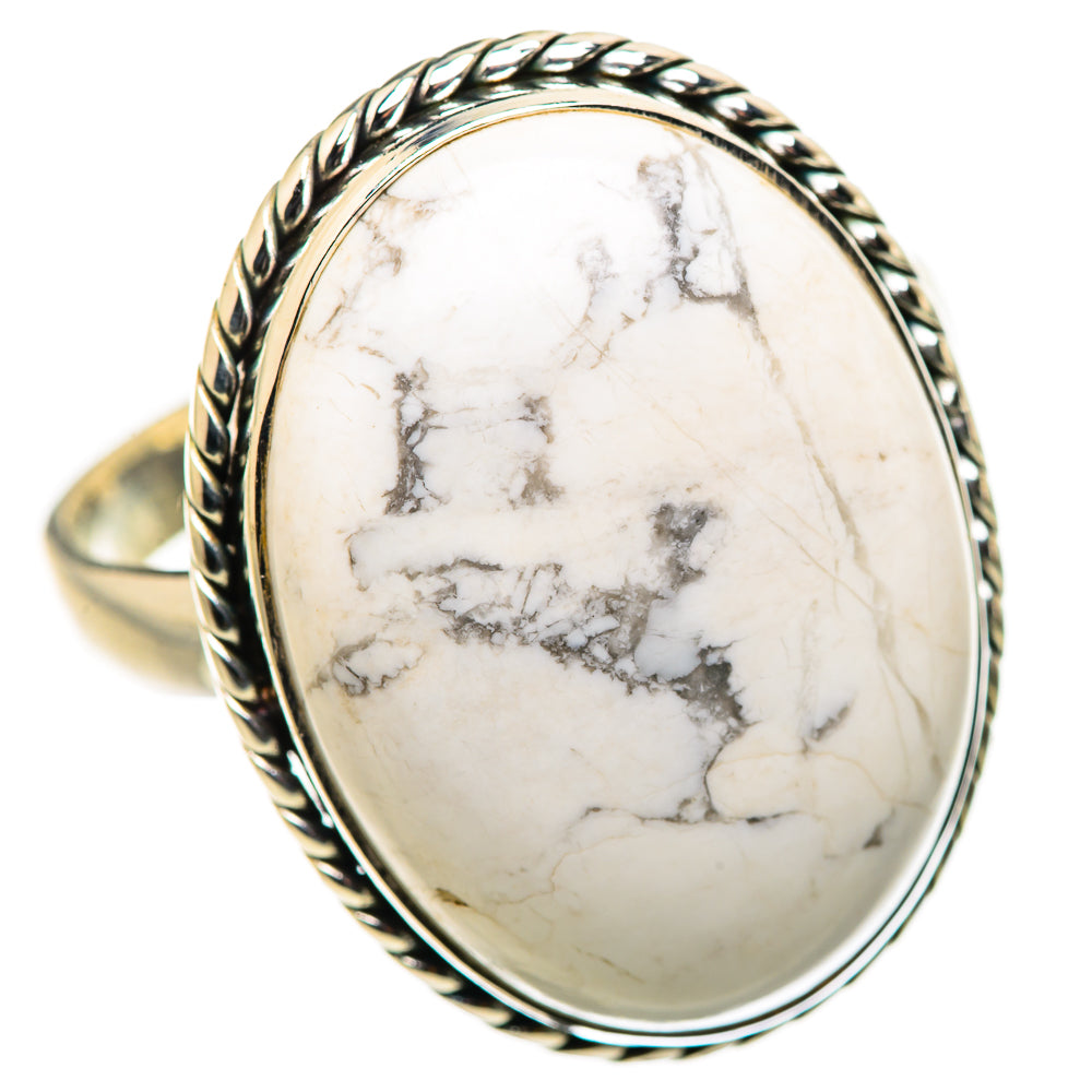 Large Howlite Ring Size 13.75 (925 Sterling Silver) RING134723