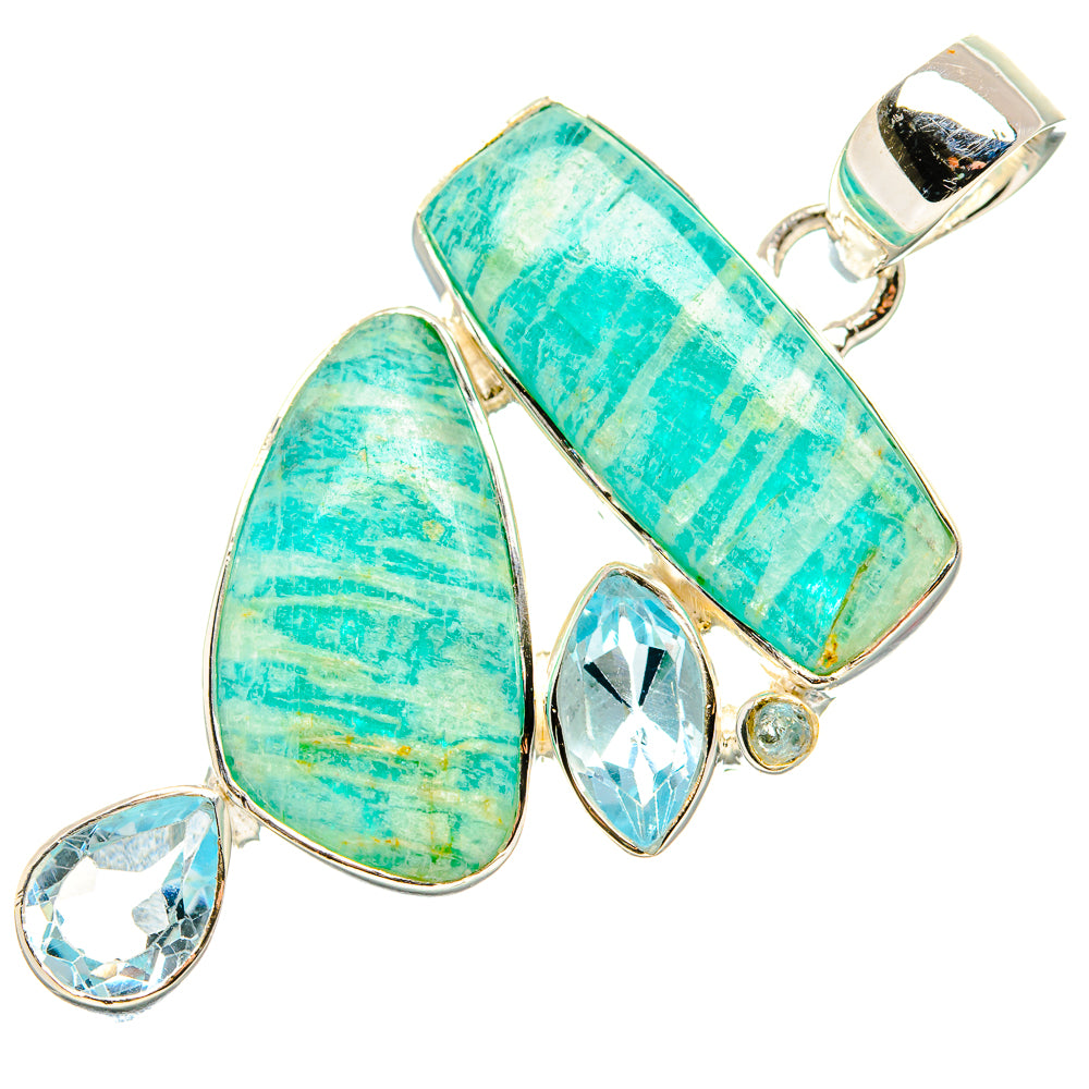 Amazonite, Blue Topaz Pendant 1 3/4" (925 Sterling Silver) PD36834