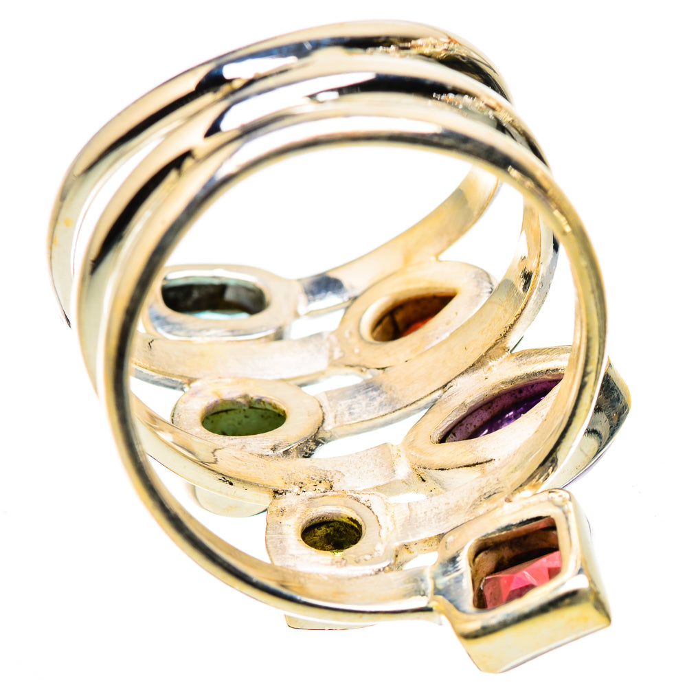 Anasilvercos Garnet, Amethyst, Peridot, Blue Topaz, Emerald Ring Size 7.25 (925 Sterling Silver)