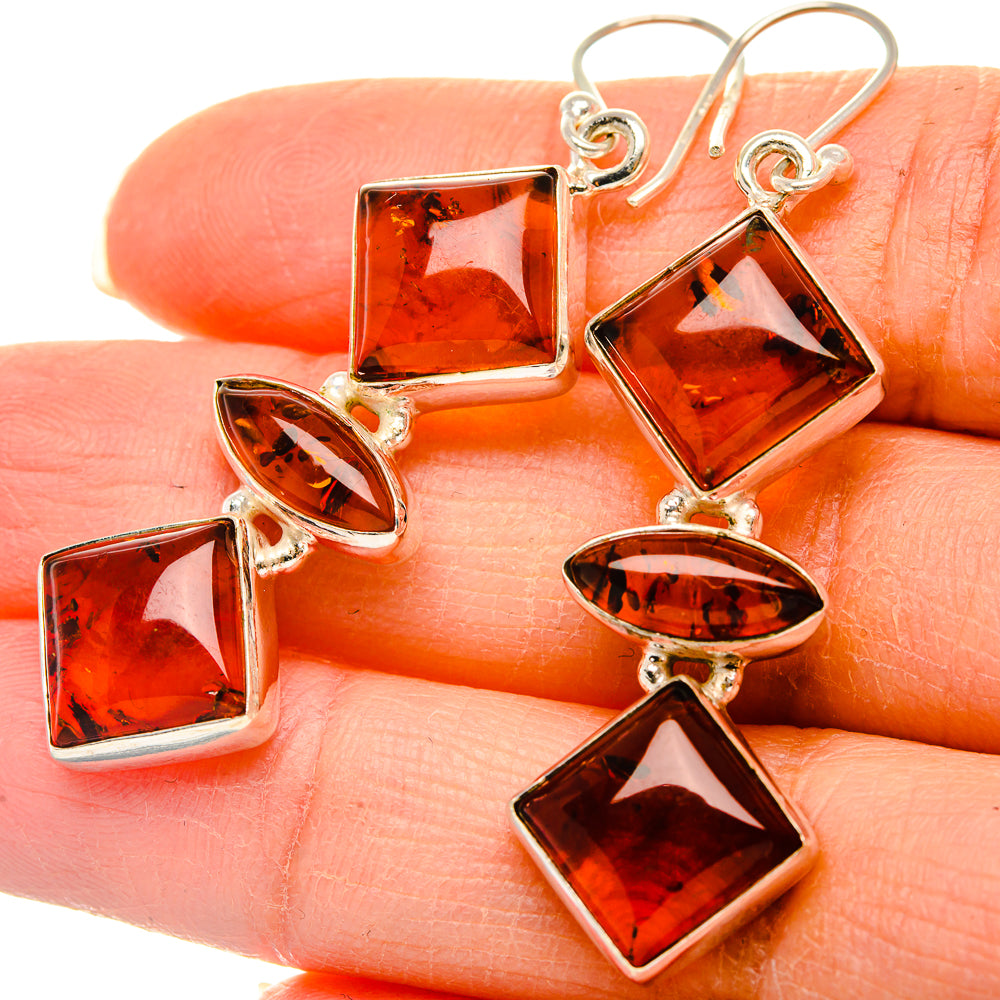 Baltic Amber Earrings 2" (925 Sterling Silver) EARR431781