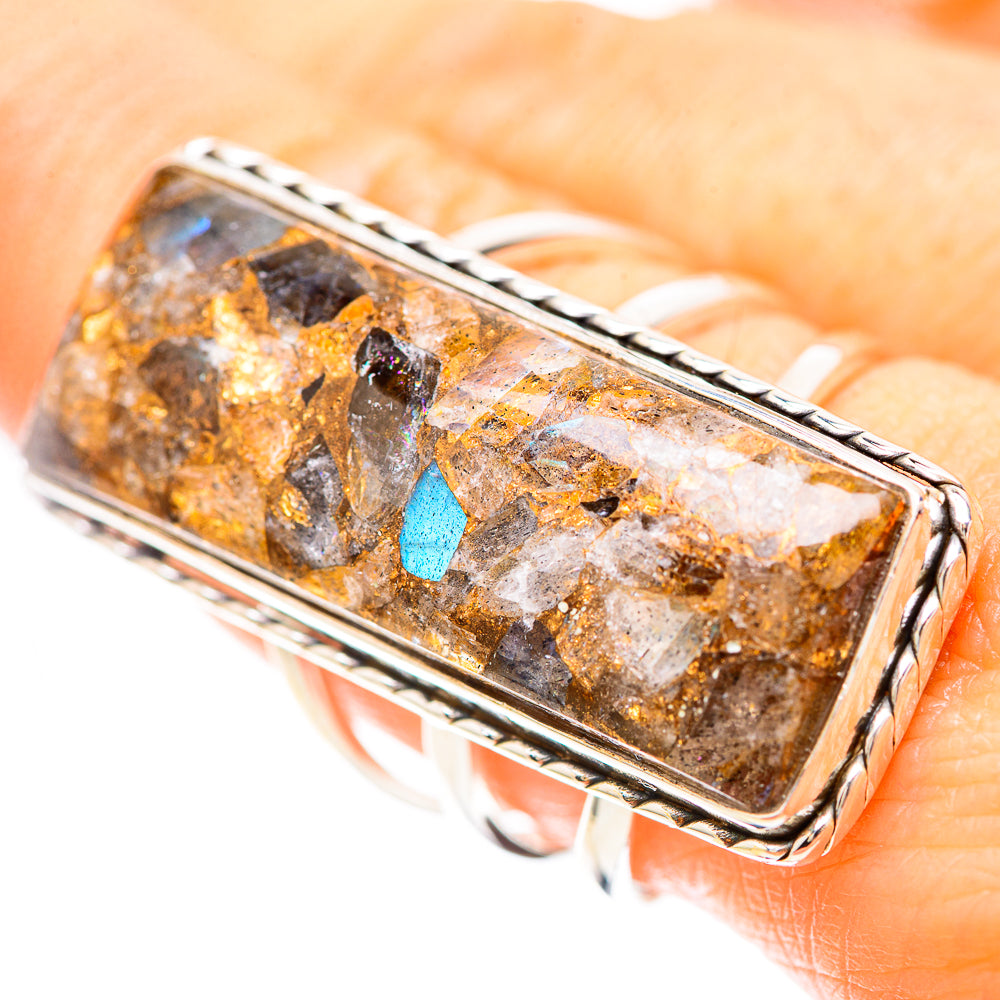 Huge Brecciated Labradorite Ring Size 9 (925 Sterling Silver) RING136518