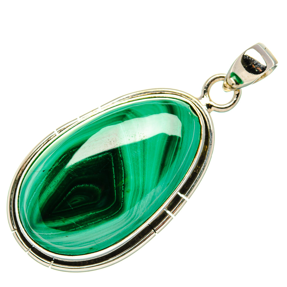 Malachite Pendant 1 3/4"  (925 Sterling Silver) PD37204
