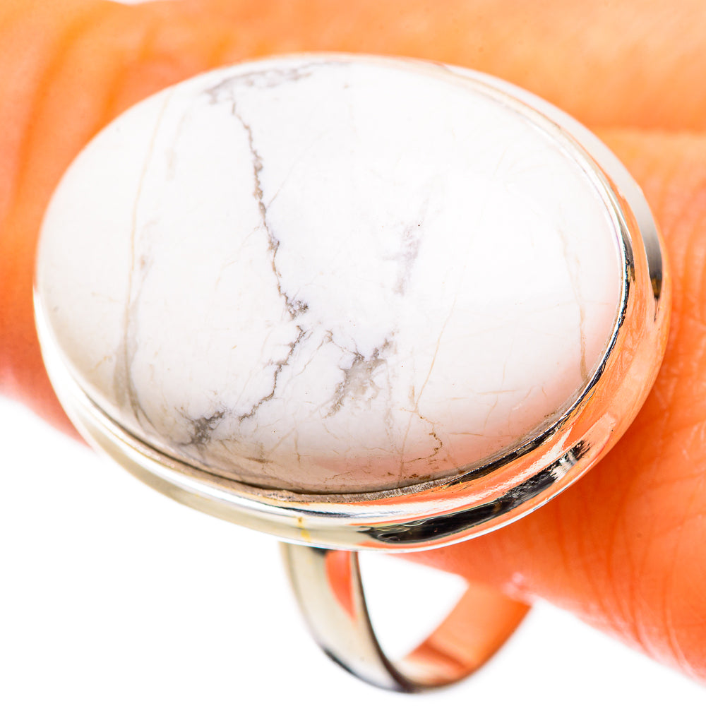 Anasilvercos Large Howlite Ring Size 13 (925 Sterling Silver)