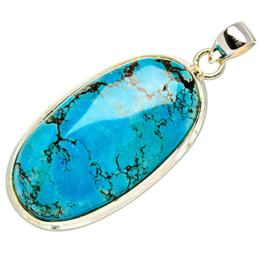 Tibetan Turquoise Pendant 2" (925 Sterling Silver) PD37050