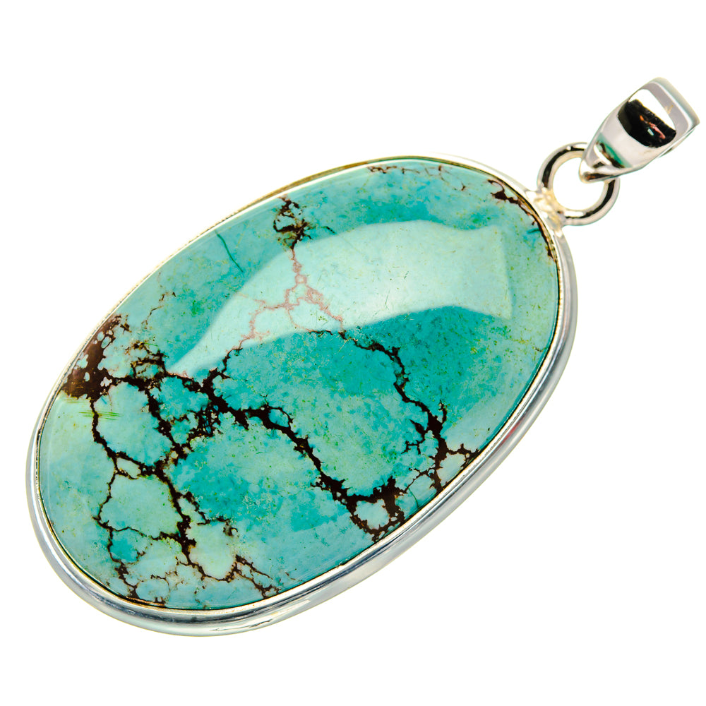 Tibetan Turquoise 925 Sterling Silver Pendant 2" Ana Co P37042