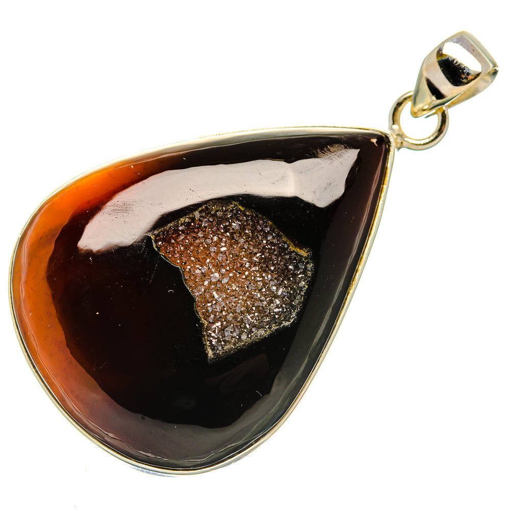 Black Window Agate Pendant 2 1/4" (925 Sterling Silver) PD37020