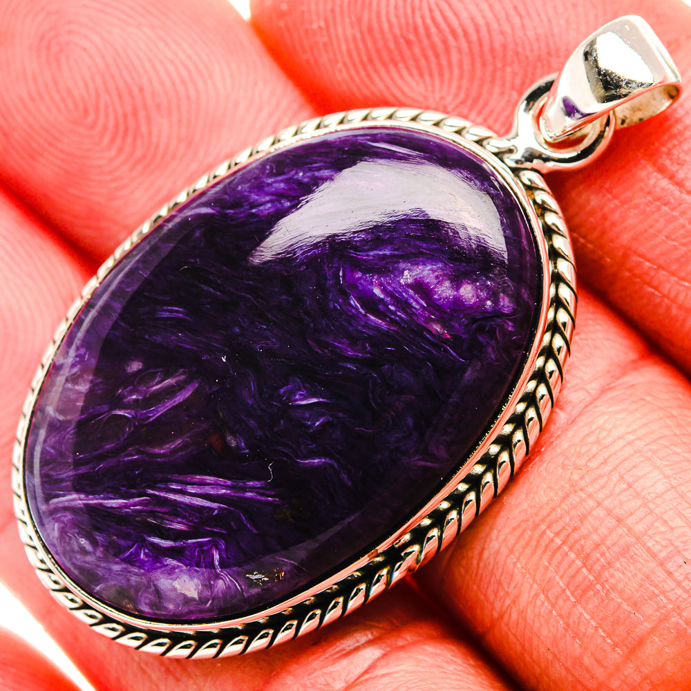 Charoite Pendant 1 7/8" (925 Sterling Silver) PD37367