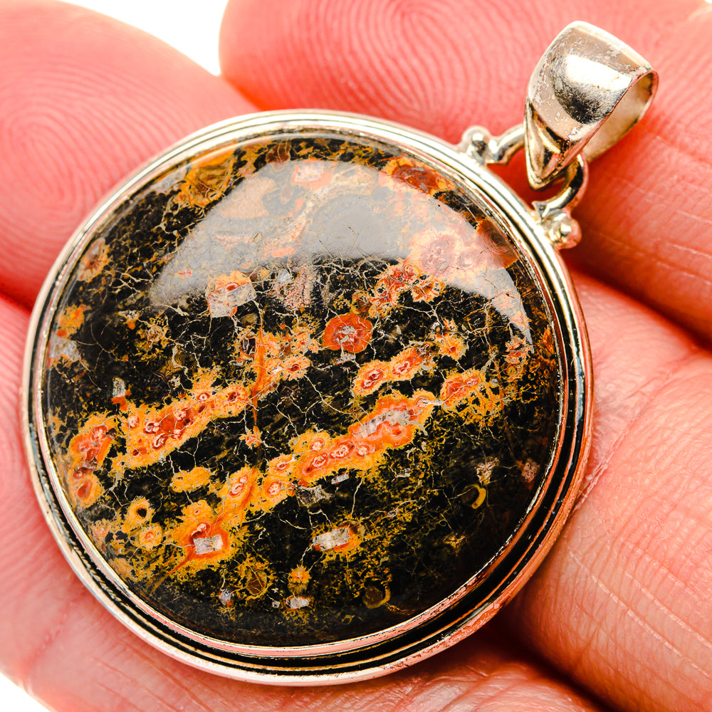 Fireworks Obsidian Pendant 1 1/2" (925 Sterling Silver) PD37307