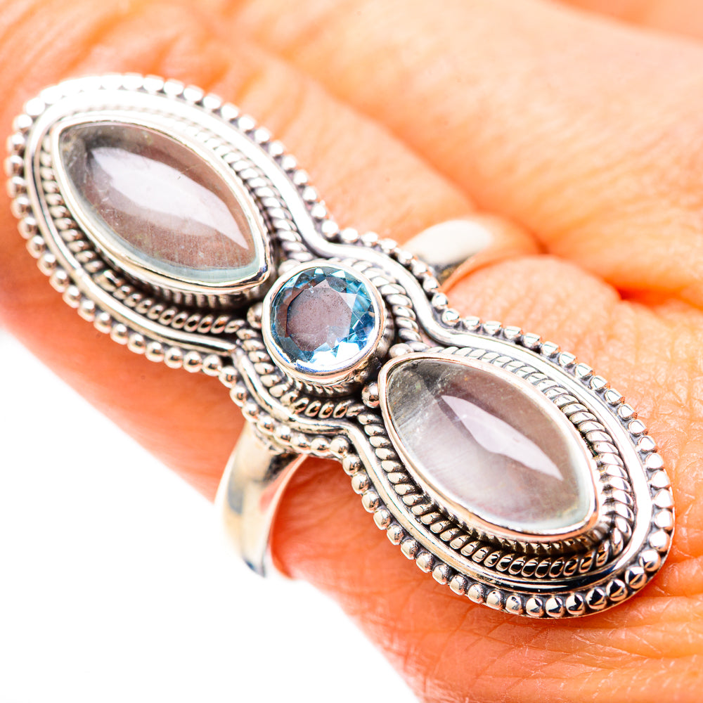 Large Aquamarine, Blue Topaz 925 Sterling Silver Ring Size 9 Ana Co R136355