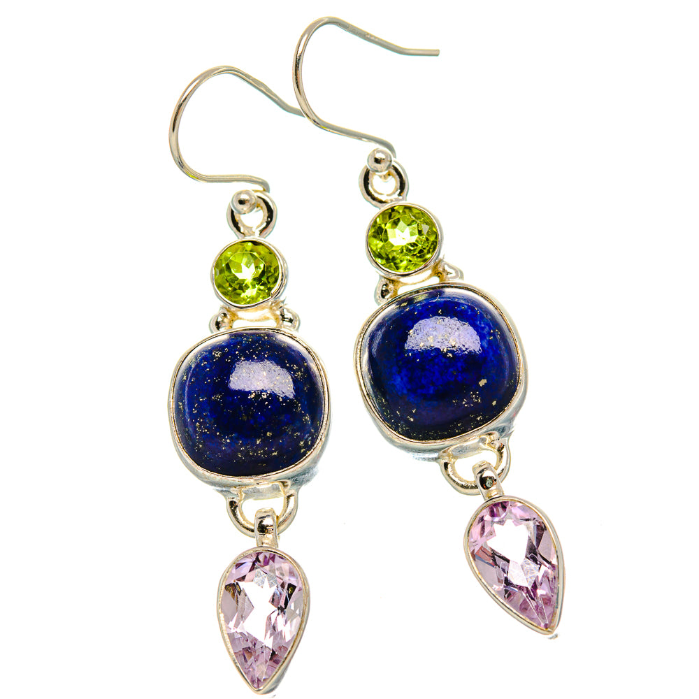 Lapis Lazuli, Kunzite, Peridot Earrings 2" (925 Sterling Silver) EARR431830