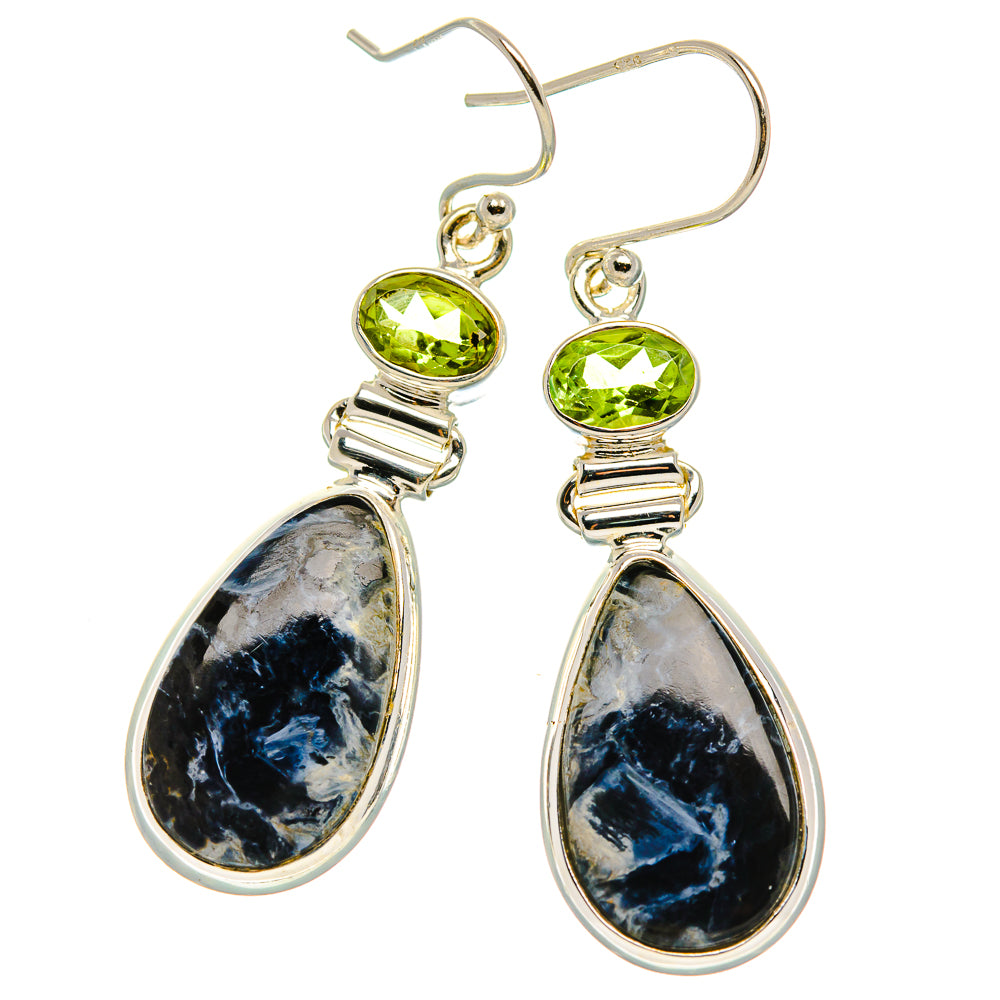 Pietersite, Peridot Earrings 1 3/4"  (925 Sterling Silver) EARR431653