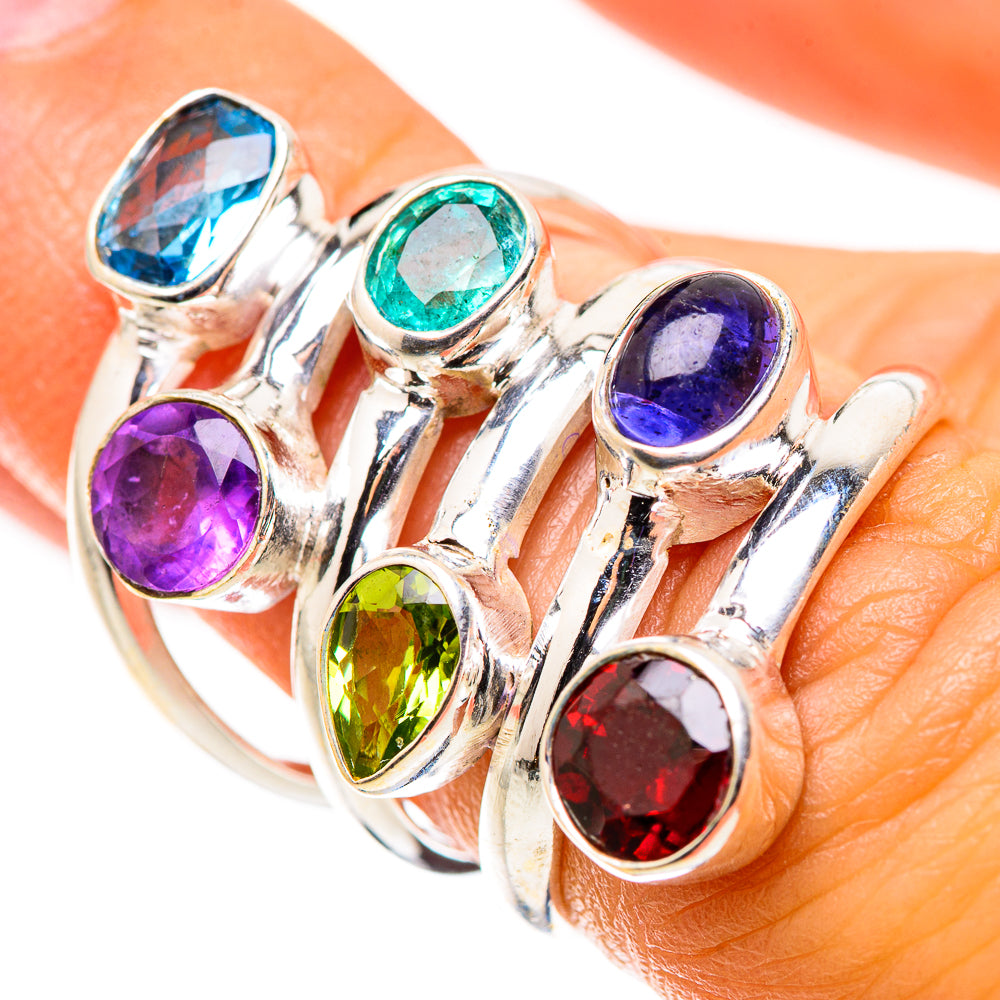 Garnet, Amethyst, Peridot, Tanzanite, Blue Topaz Ring Size 6.25 (925 Sterling Silver) RING134923