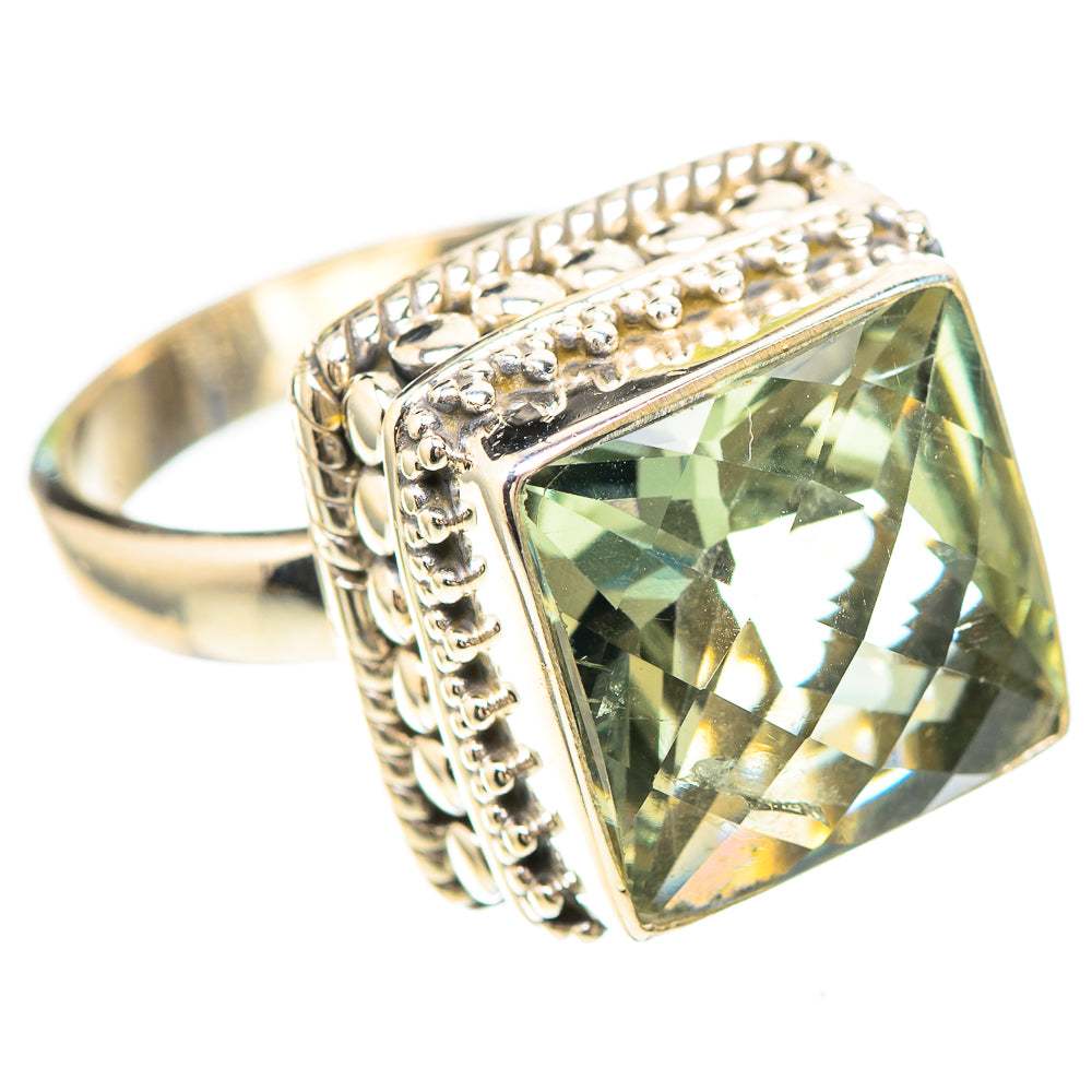 Faceted Green Amethyst 925 Sterling Silver Ring Size 7.25 (925 Sterling Silver) RING137210