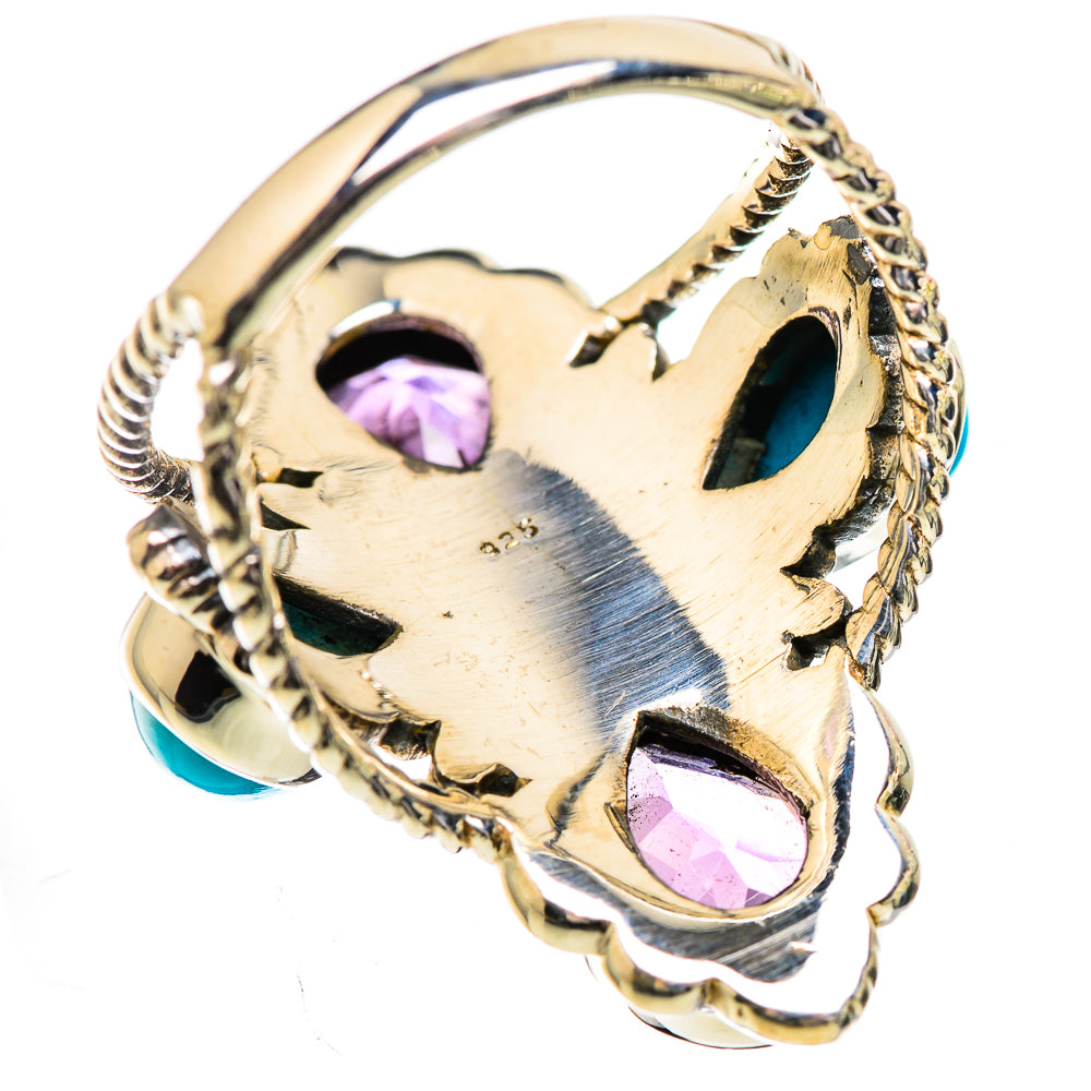 Large Faceted Amethyst, Sleeping Beauty Turquoise Ring Size 7.25 (925 Sterling Silver) RING135965