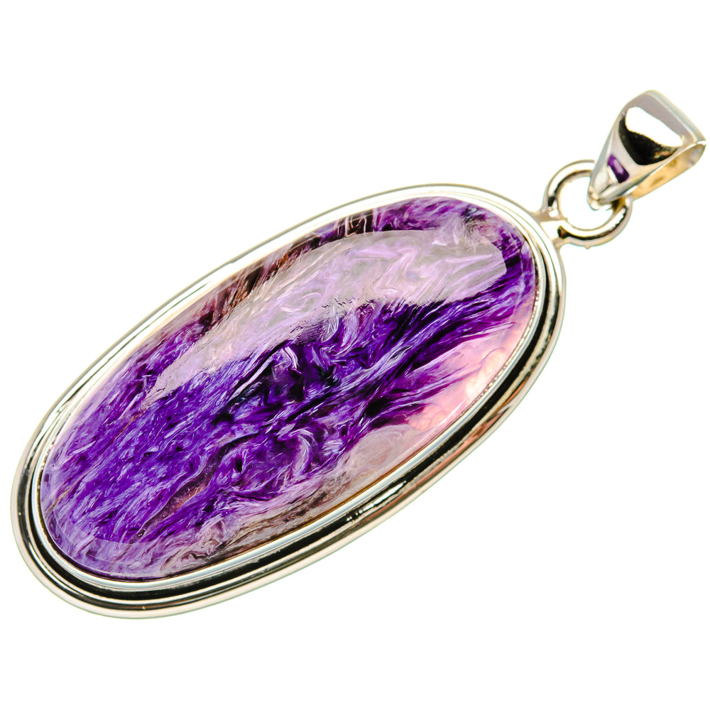 Charoite Pendant 1 7/8" (925 Sterling Silver) PD37508