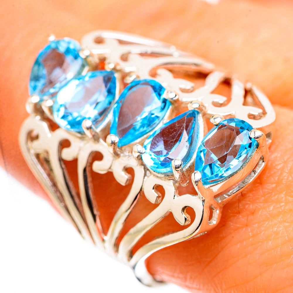 Anasilvercos Blue Topaz Ring Size 9 (925 Sterling Silver)