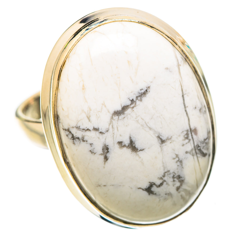 Anasilvercos Large Howlite Ring Size 11.75 (925 Sterling Silver)