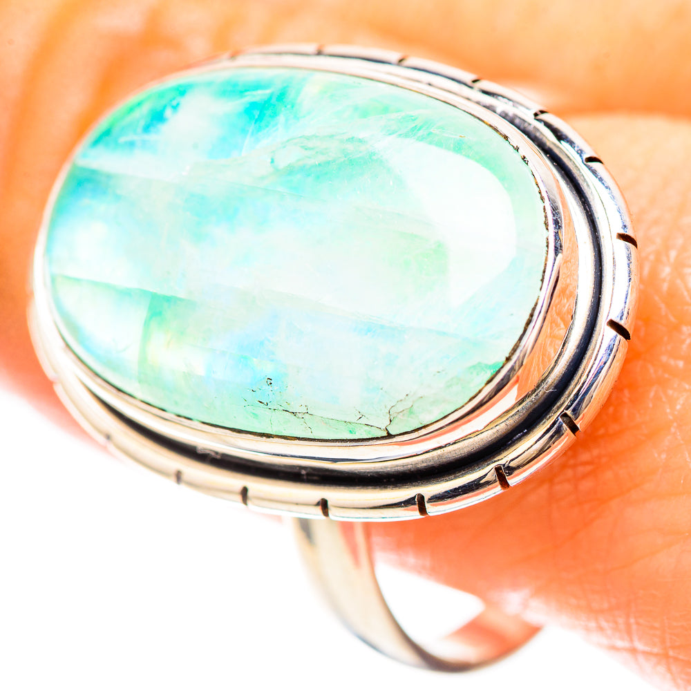 Large Green Moonstone Ring Size 10.75 (925 Sterling Silver) RING136553