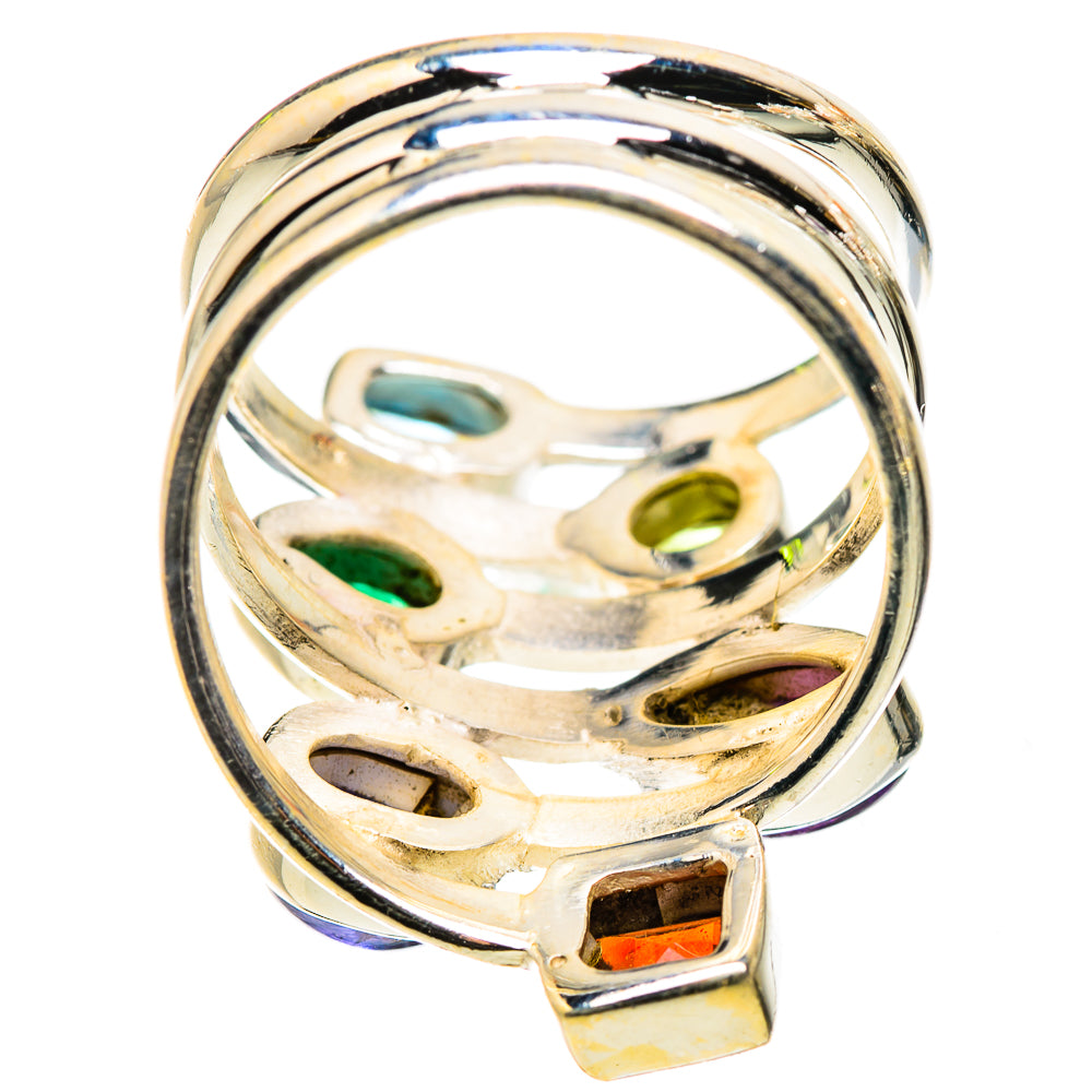 Anasilvercos Garnet, Amethyst, Tanzanite, Peridot, Blue Topaz, Emerald Ring Size 7.25 (925 Sterling Silver)