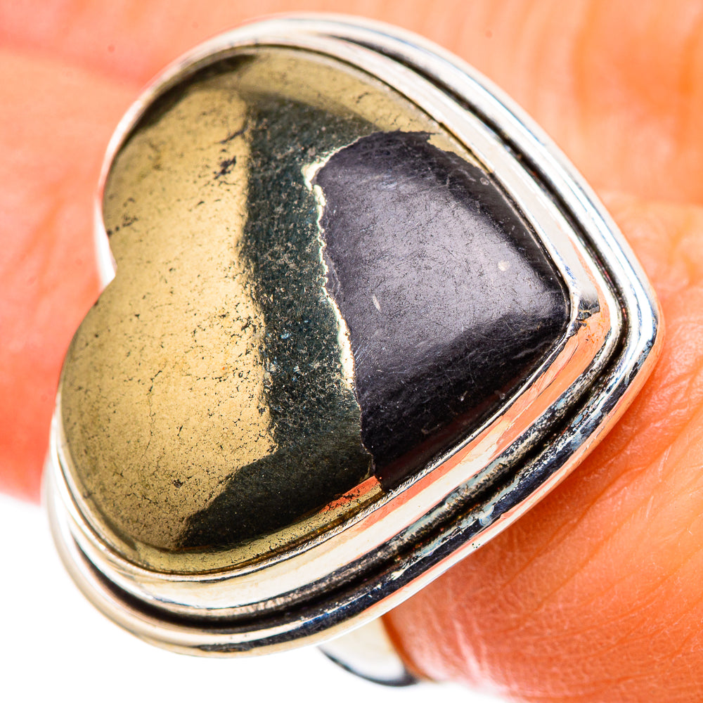 Pyrite In Black Onyx Ring Size 6 (925 Sterling Silver) RING136148