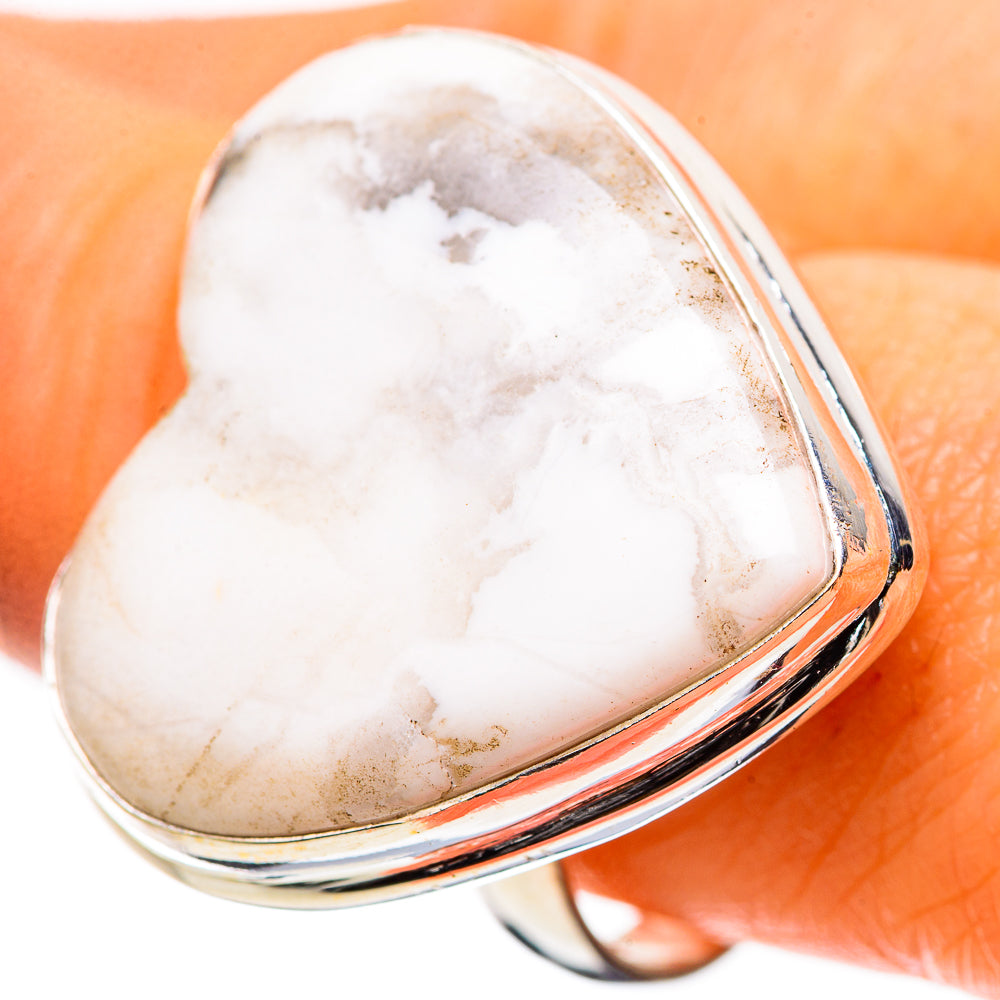 Anasilvercos Large Howlite Ring Size 10 (925 Sterling Silver)