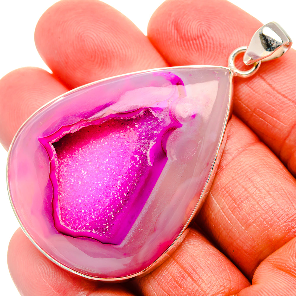 Pink Window Druzy Pendant 2 3/8"  (925 Sterling Silver) PD37222