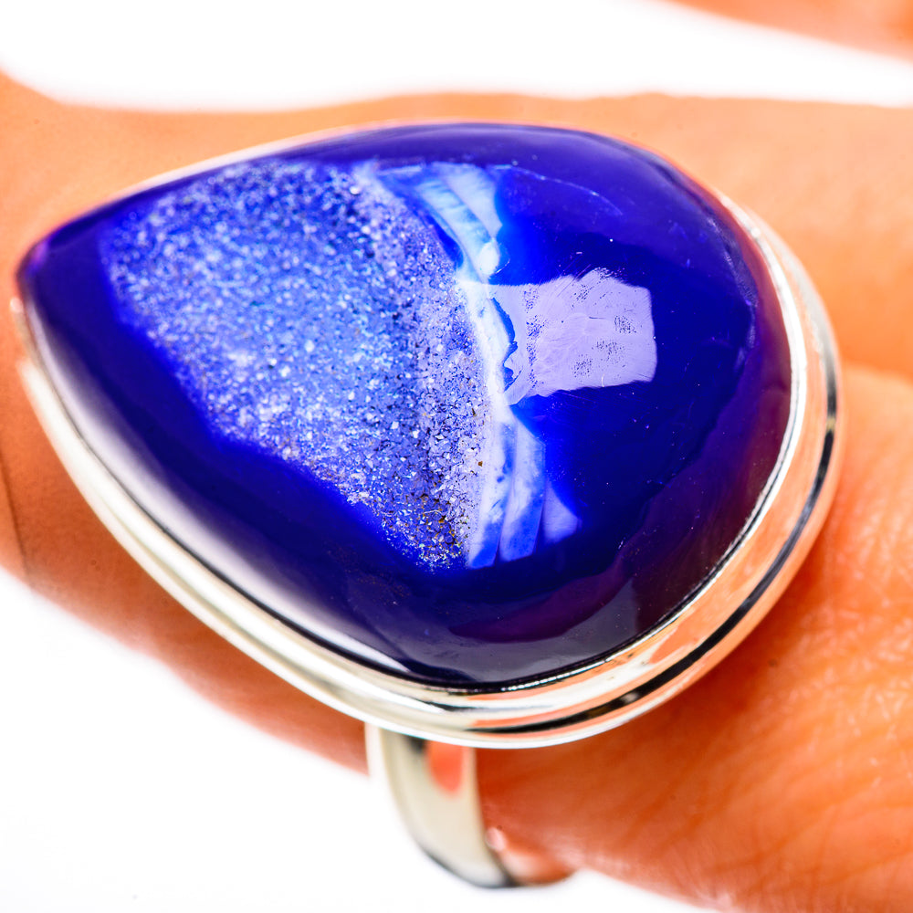 Huge Blue Window Druzy Ring Size 9.5 (925 Sterling Silver) RING135791