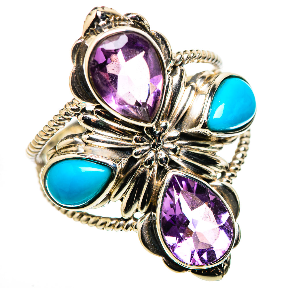 Large Faceted Amethyst, Sleeping Beauty Turquoise Ring Size 11 (925 Sterling Silver) RING134747