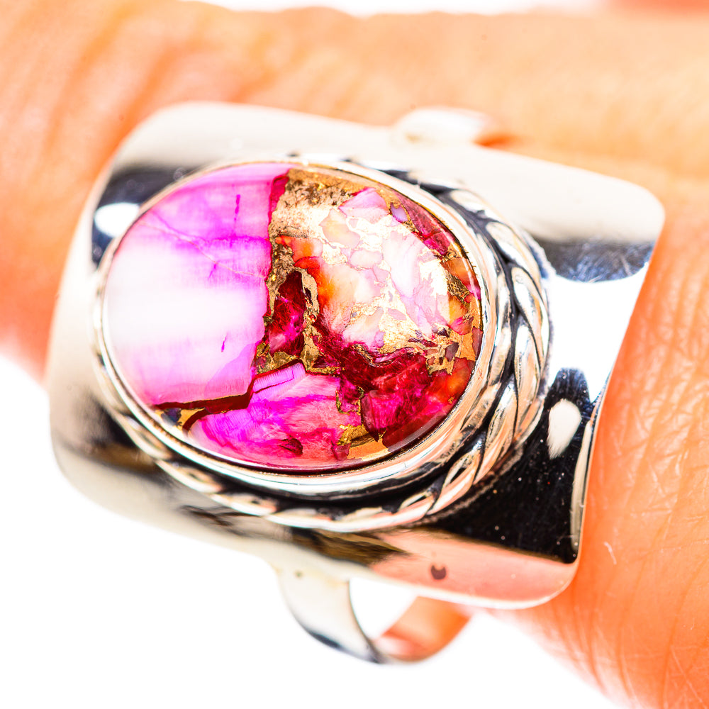 Kingman Pink Dahlia Turquoise Ring Size 11.5 (925 Sterling Silver) RING137096