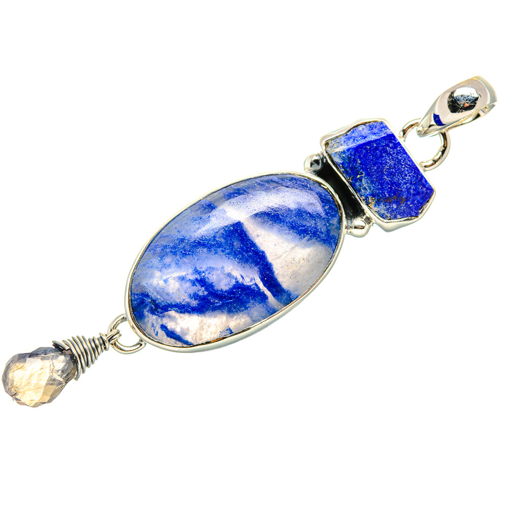 Sodalite, Lapis Lazuli, Rainbow Moonstone Pendant 2 1/2" (925 Sterling Silver) PD36797