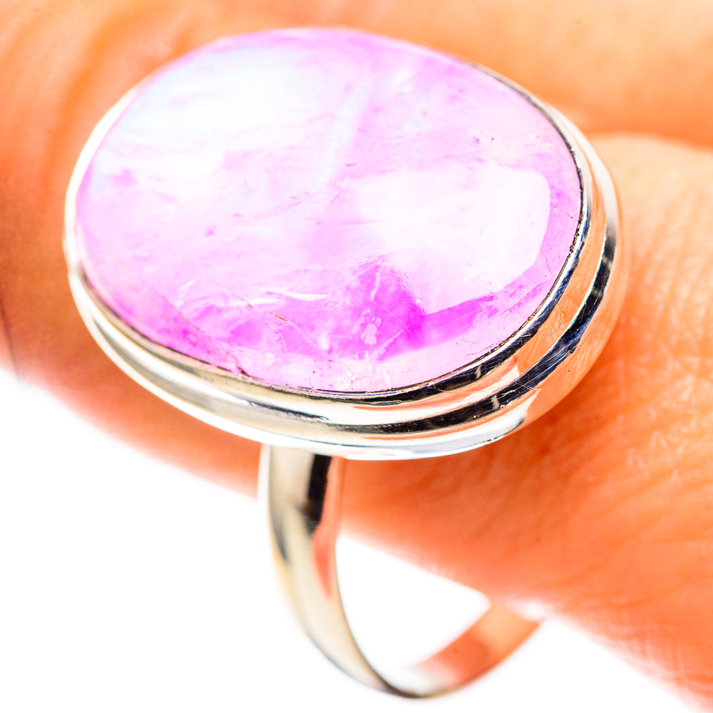 Large Pink Moonstone Ring Size 13.5 (925 Sterling Silver) RING136951