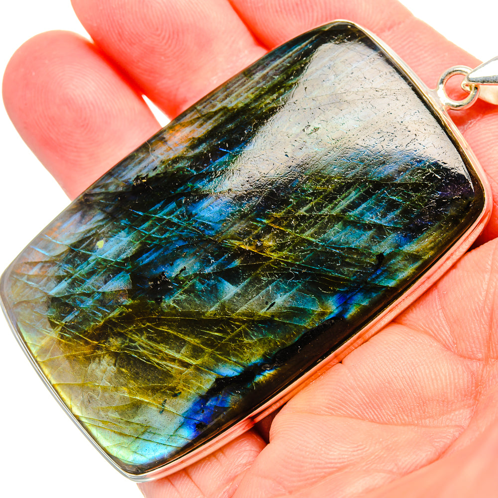 Huge Labradorite Pendant 3" (925 Sterling Silver) PD36839