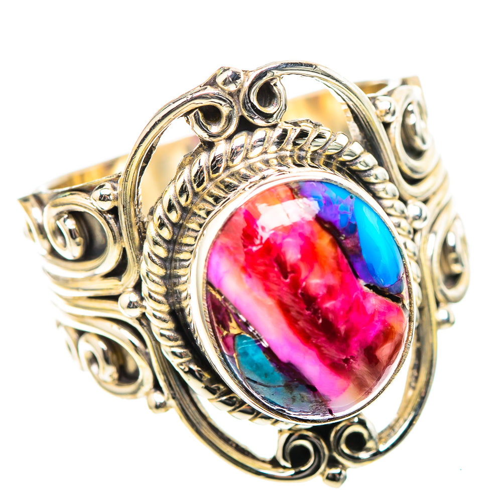 Kingman Pink Dahlia Turquoise Ring Size 7.5 (925 Sterling Silver) RING136580