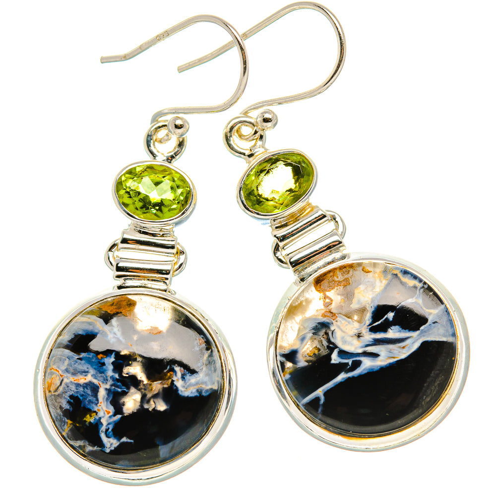 Pietersite, Peridot Earrings 1 3/4" (925 Sterling Silver) EARR431798