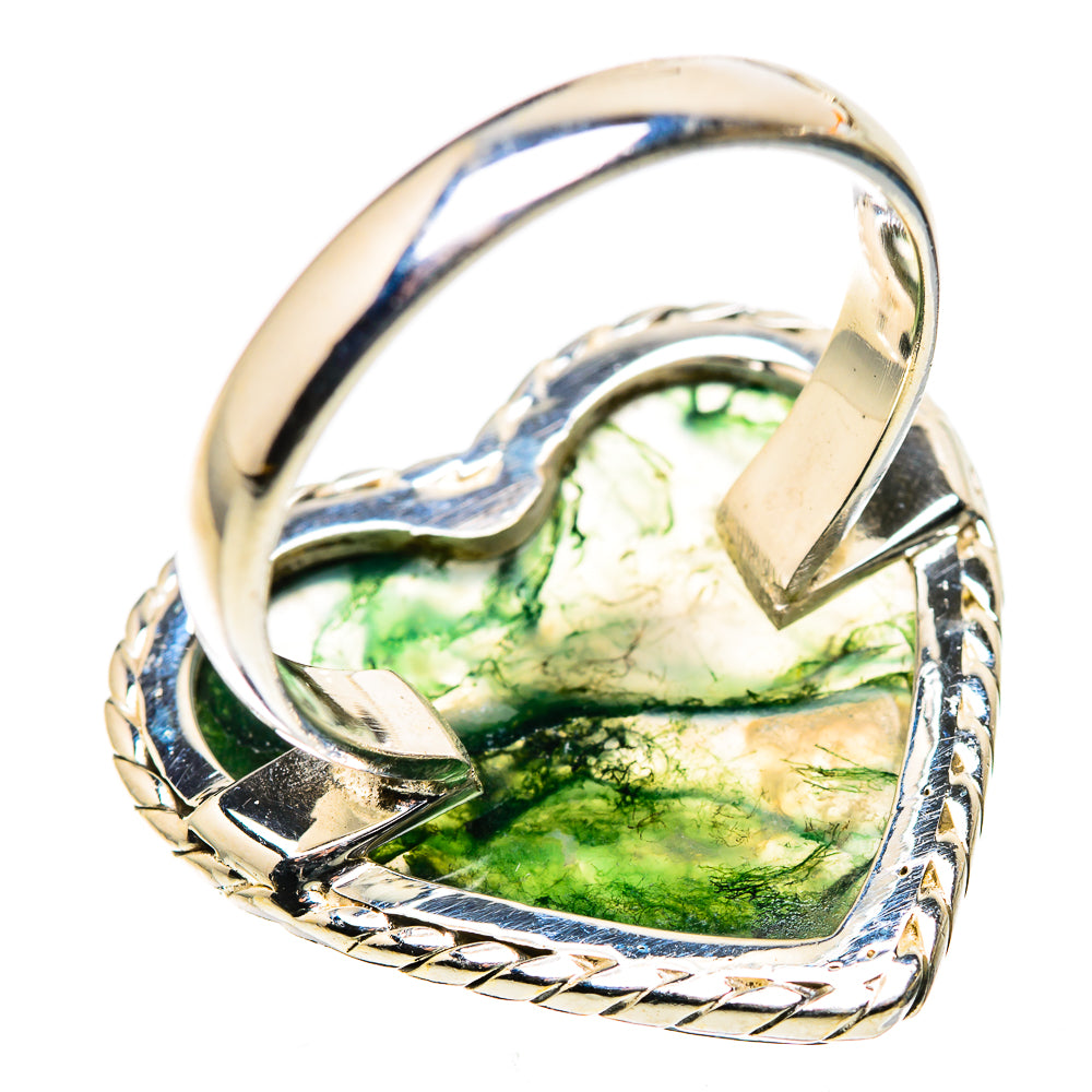 Large Green Moss Agate Ring Size 10 (925 Sterling Silver) RING136111