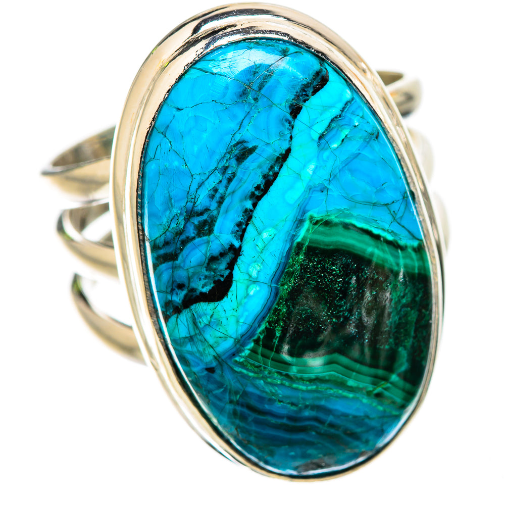 Malachite In Chrysocolla 925 Sterling Silver Ring Size 7.25 Ana Co R135212