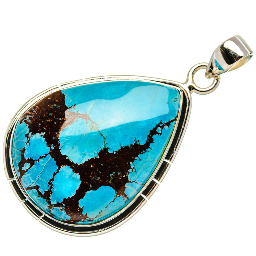 Tibetan Turquoise Pendant 1 3/4" (925 Sterling Silver) PD37096