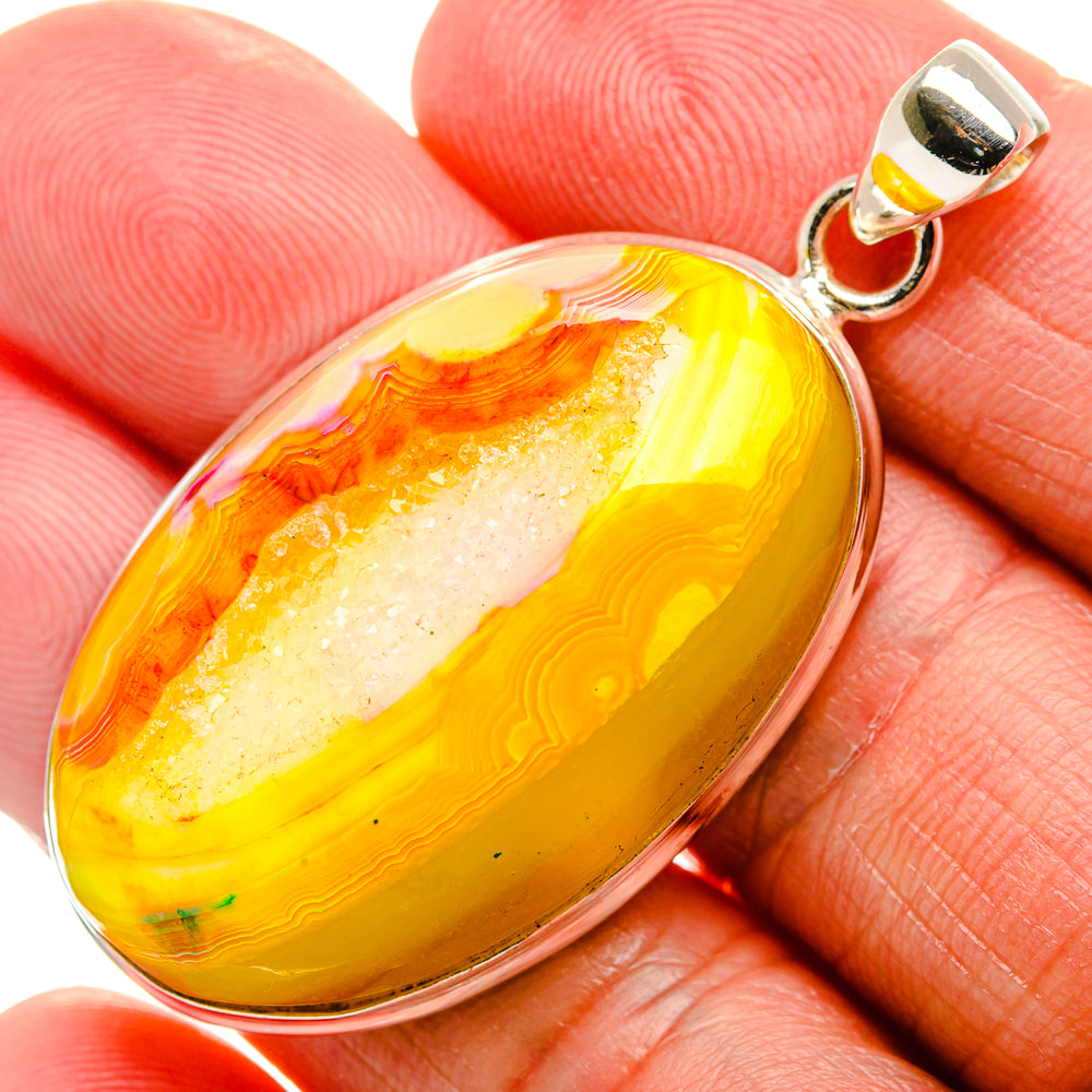 Yellow Window Druzy Pendant 2" (925 Sterling Silver) PD37003