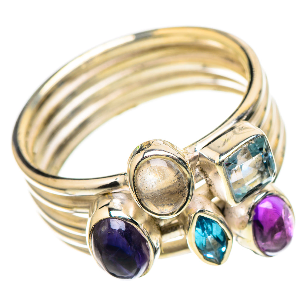 Tanzanite, Amethyst, Blue Topaz, Rainbow Moonstone 925 Sterling Silver Ring Size 7 (925 Sterling Silver) RING137710