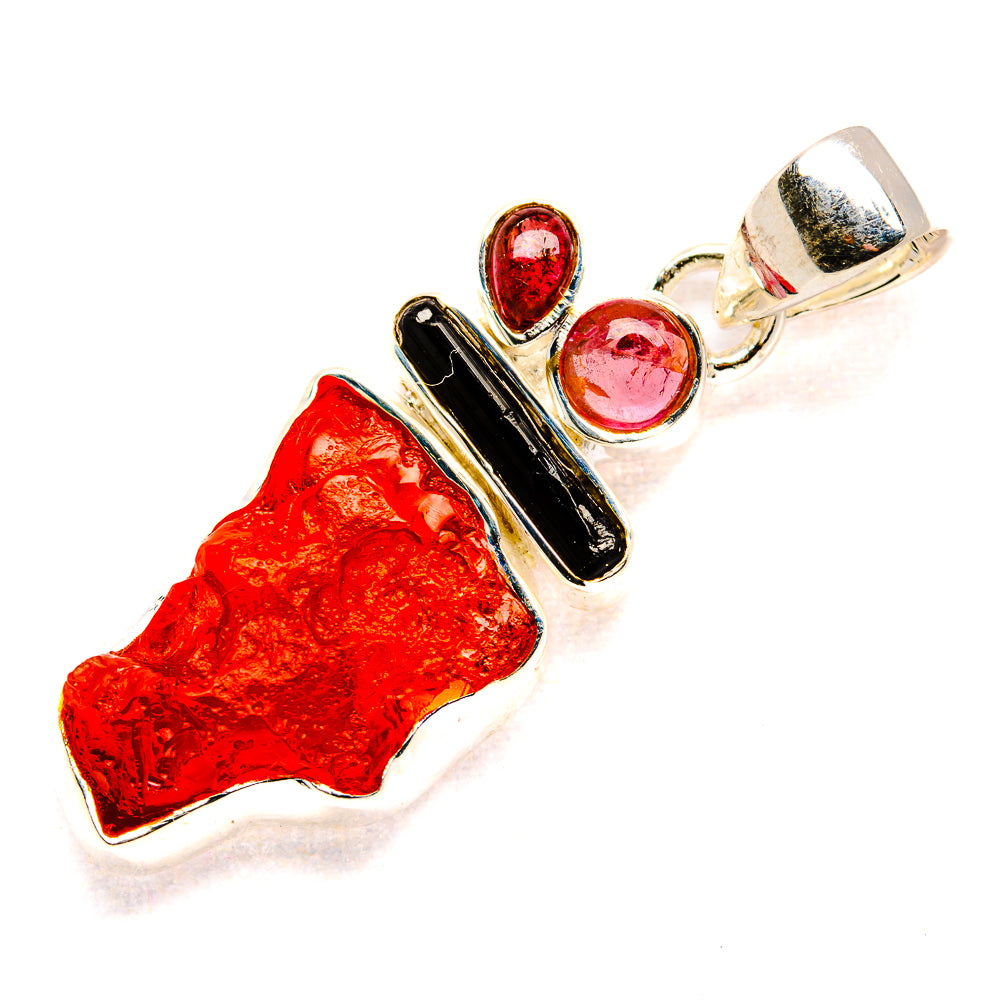 Rough Carnelian, Black Onyx Pendant 1 1/2" (925 Sterling Silver) PD36773