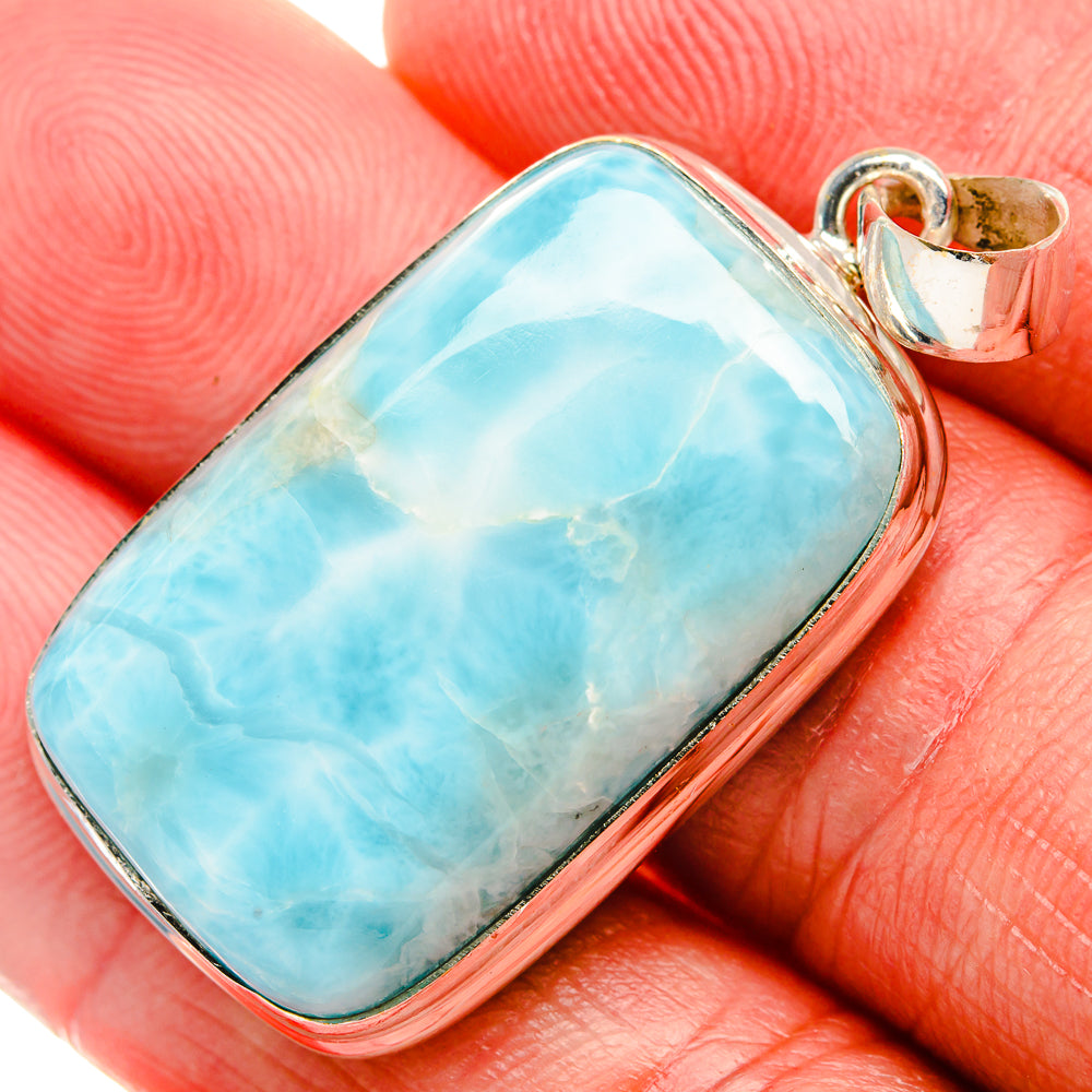 Larimar 925 Sterling Silver Pendant 1 3/4" Ana Co P37056