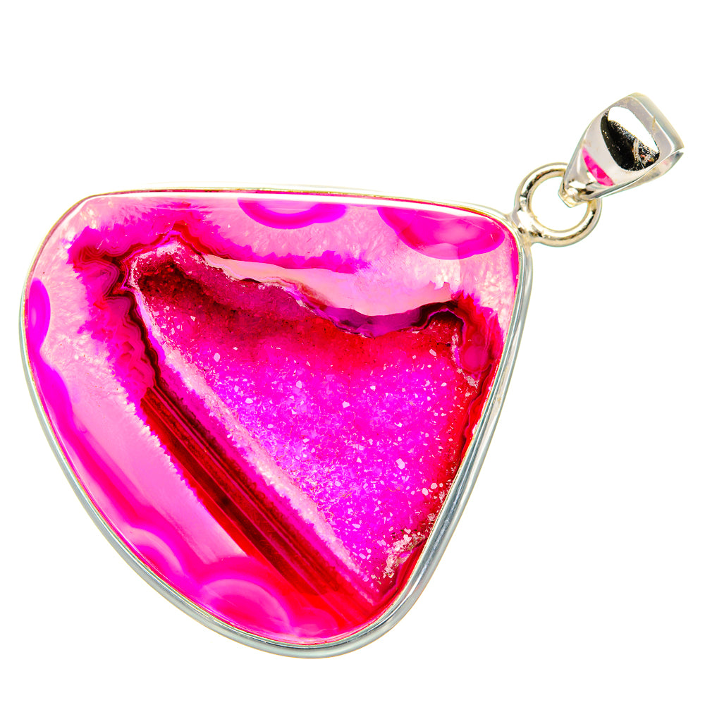 Pink Window Druzy Pendant 1 3/4"  (925 Sterling Silver) PD37214