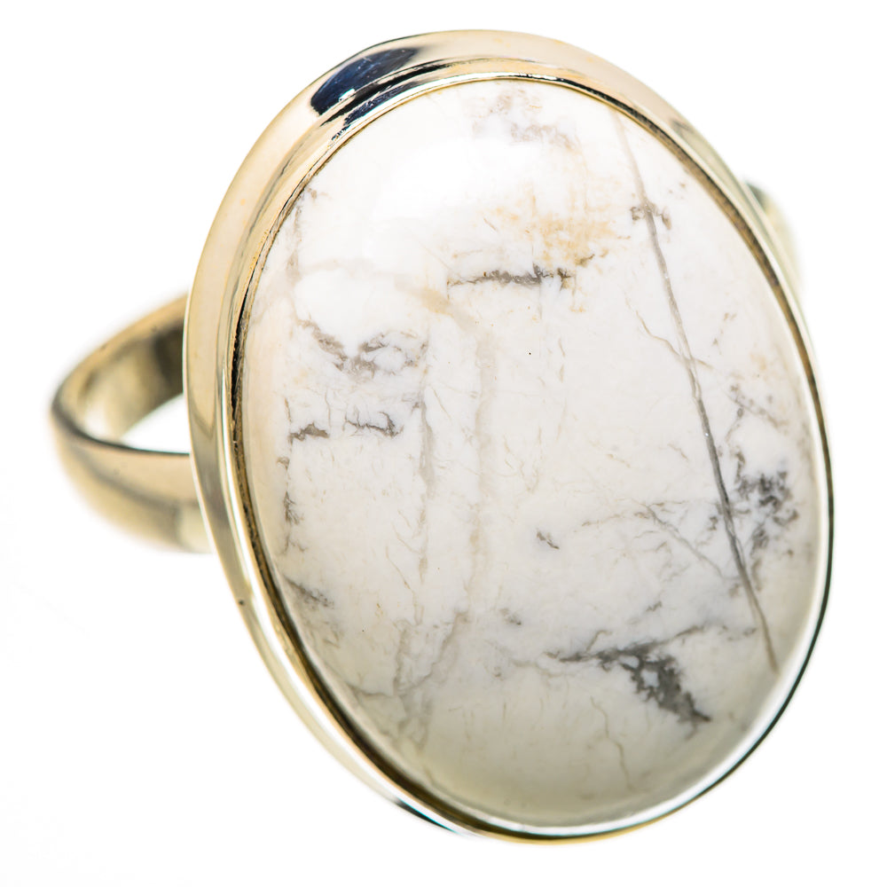 Large Howlite Ring Size 13.75 (925 Sterling Silver) RING134757