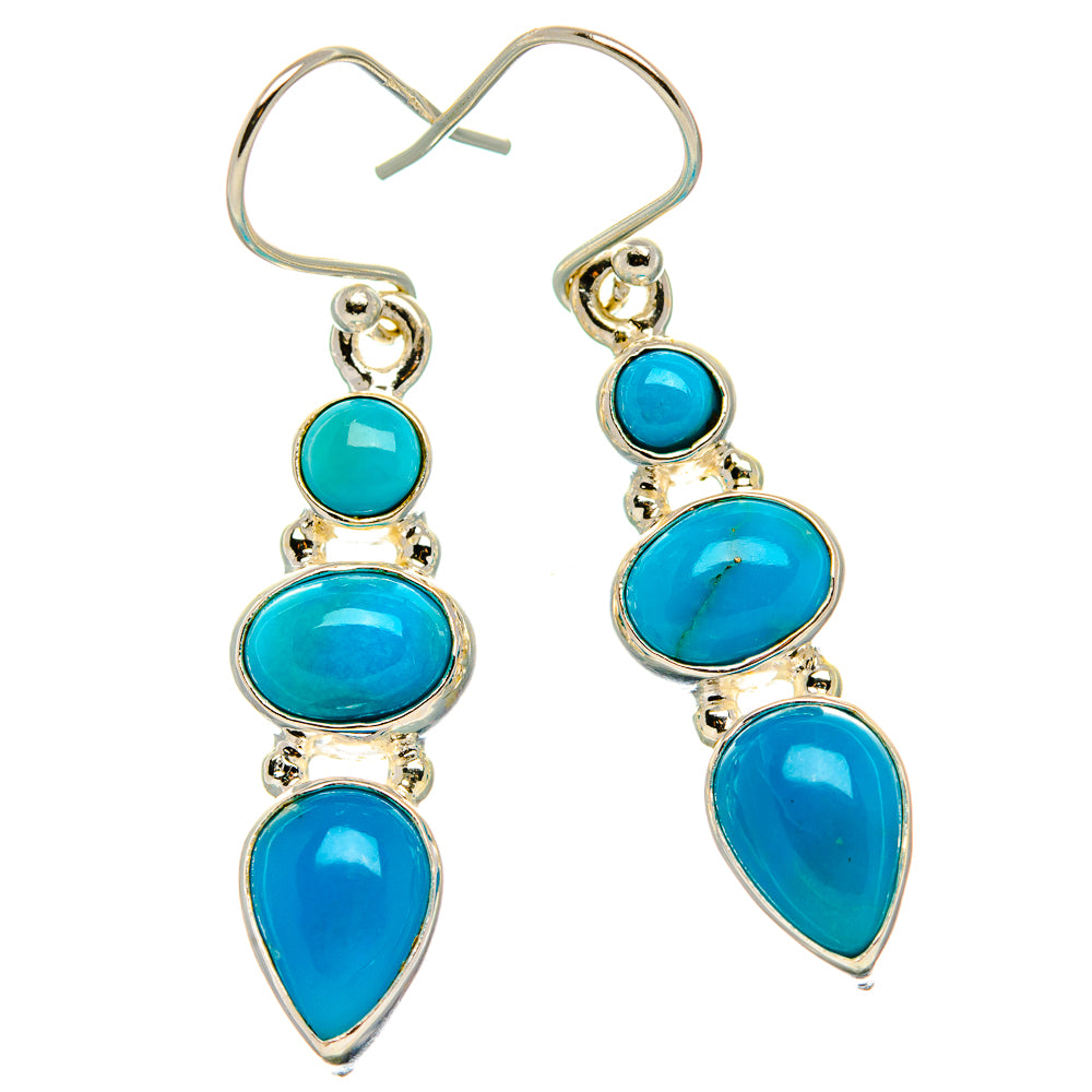 Sleeping Beauty Turquoise Earrings 1 3/4"  (925 Sterling Silver) EARR431645