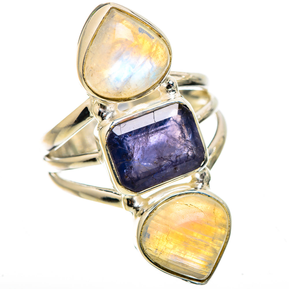 Faceted Tanzanite, Rainbow Moonstone Ring Size 6.75 (925 Sterling Silver) RING135461