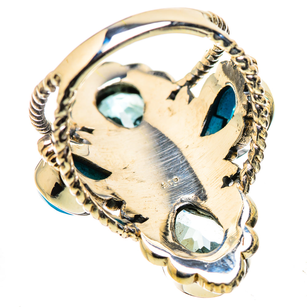 Anasilvercos Large Blue Topaz, Sleeping Beauty Turquoise Ring Size 6 (925 Sterling Silver)