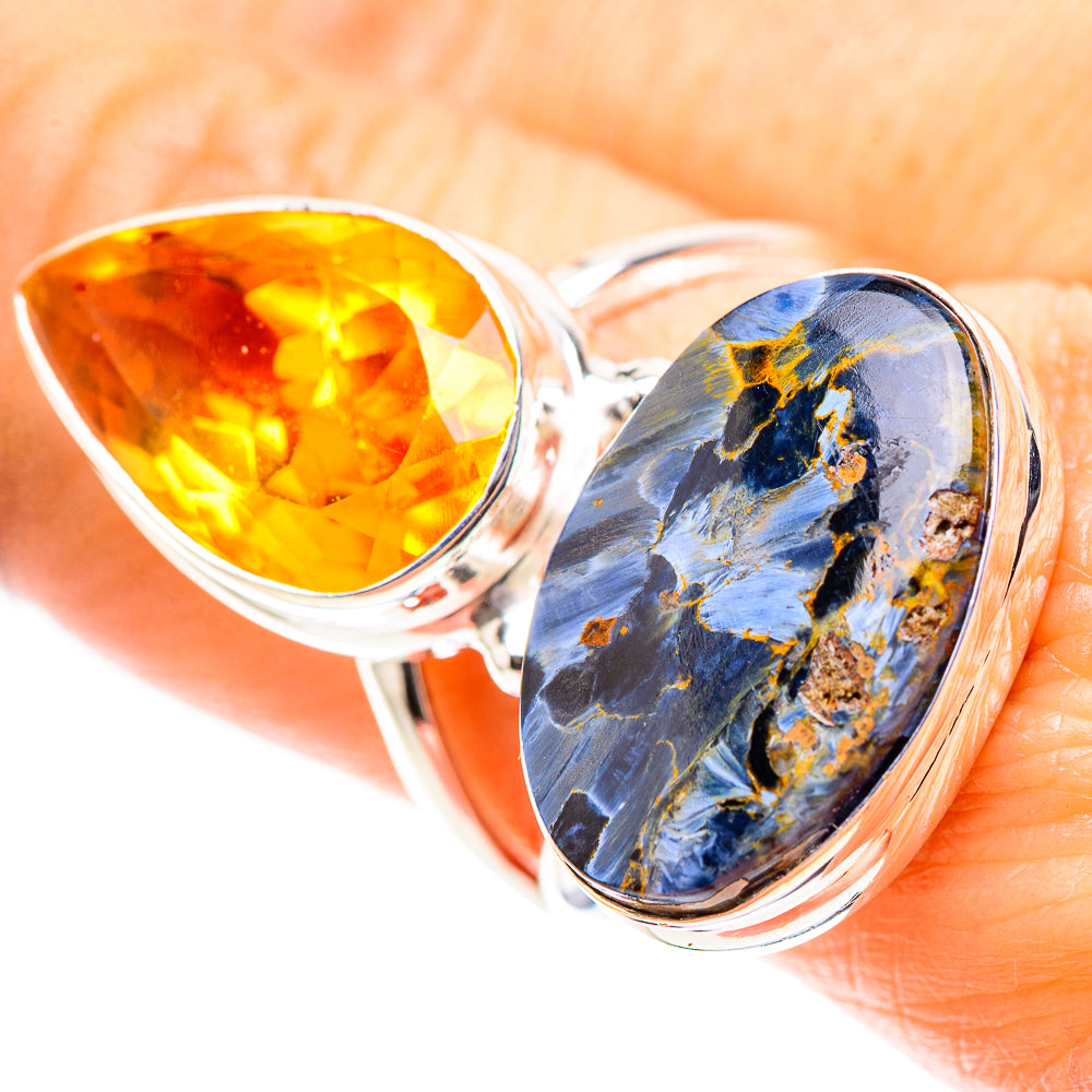 Large Pietersite, Citrine 925 Sterling Silver Ring Size 8.75 (925 Sterling Silver) RING137577